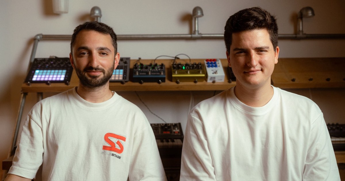 Shuffle co-founders Shahar Caspi and Guy Tal in a music studio